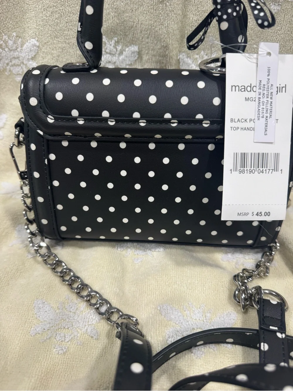 Madden Girl Black & White Polka Dot Crossbody Bag—NWT